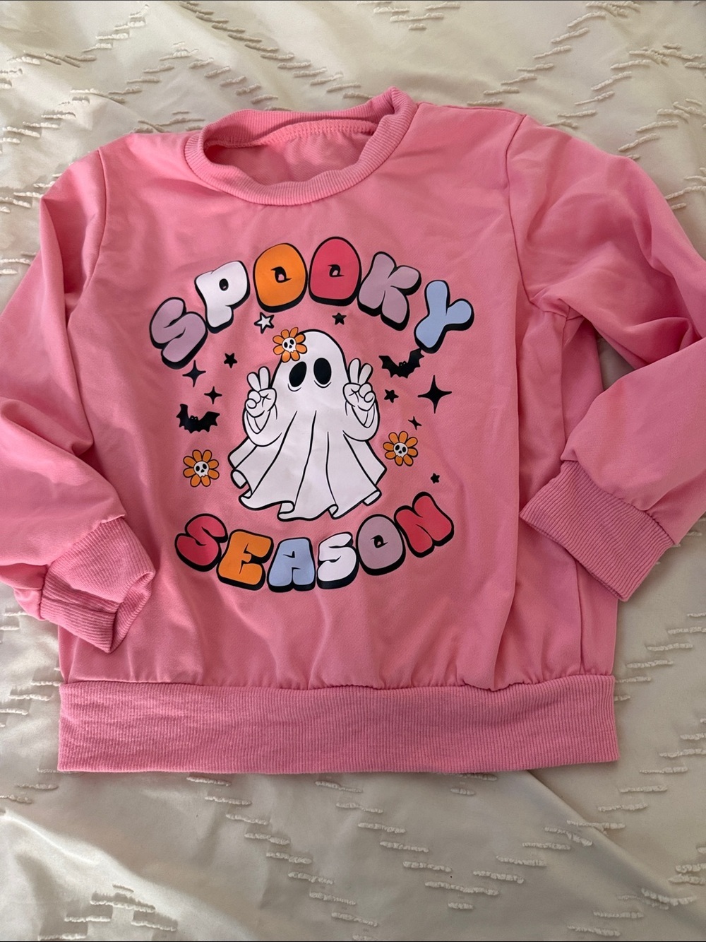 Pink "Spooky Season" Ghost Graphic Sweatshirt